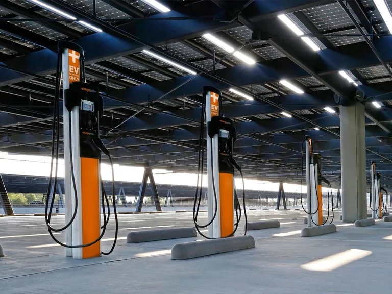 ChargePoint charging stations in a parking facility